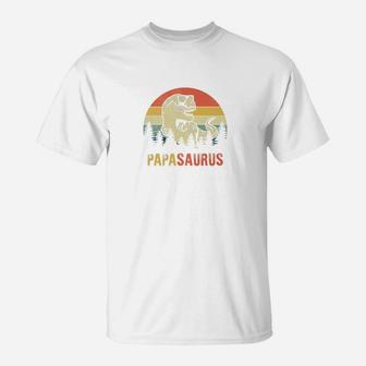 Vintage Papasaurus T Rex Papa Saurus Dinosaur Dad Father T-Shirt - Seseable