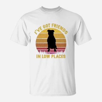 Vintage Pitbull I Have Got Friends In Low Places Dog Lovers T-Shirt | Seseable UK
