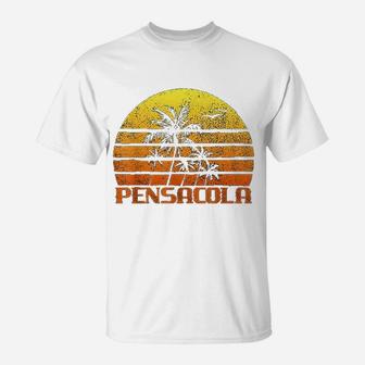 Vintage Retro Beach Vacation Pensacola Fl Sunset T-Shirt - Seseable