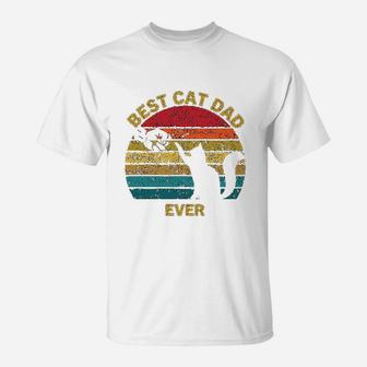 Vintage Retro Gift For Men Best Cat Dad Ever T-Shirt - Seseable