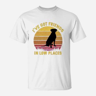 Vintage Rhodesian Ridgeback I Have Got Friends In Low Places Dog Lovers T-Shirt - Seseable