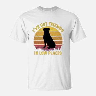Vintage Rottweiler I Have Got Friends In Low Places Dog Lovers T-Shirt - Seseable