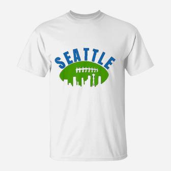 Vintage Seattle Cityscape Retro Football Graphic T-Shirt - Seseable