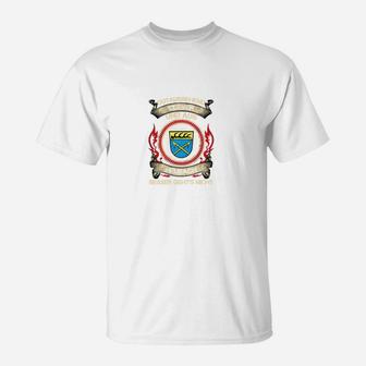 Vintage Wappen & Flammen T-Shirt für Herren, Retro-Design Weiß - Seseable