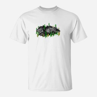 Weißes Herren T-Shirt mit Dschungel-Elefanten-Design, Naturmotiv Tee - Seseable