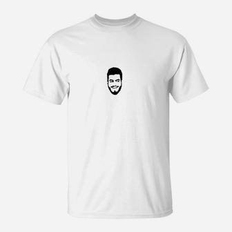 Weißes Herren T-Shirt mit Gesichtsgrafik, Stilvolles Designer Tee - Seseable