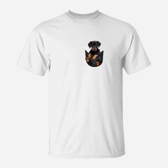 Weißes Herren T-Shirt mit niedlichem Hunde-Aufdruck, Tiermotiv Tee - Seseable