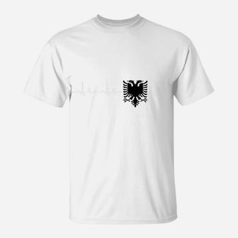 Weißes Herren T-Shirt mit Schwarzem Adler-Design, Modisches Tee - Seseable