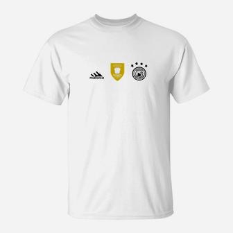 Weißes Herren T-Shirt mit Wappen & Ikonen-Design, Minimalistisch - Seseable