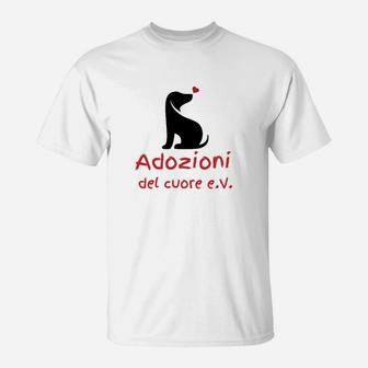 Weißes T-Shirt mit Hundemotiv, Adozioni del Cuore e.V. - Seseable