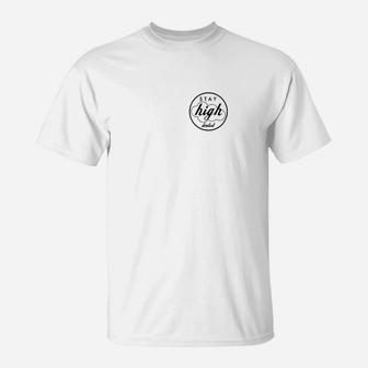 Weißes Unisex T-Shirt Stay High Brusttaschen-Design, Freizeitmode - Seseable