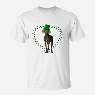 Weimaraner Heart Paw Leprechaun Hat Irish St Patricks Day Gift For Dog Lovers T-Shirt - Seseable