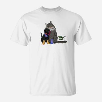 Who Doesnt Love S With A Black Puppy And Gray Cat T-Shirt - Seseable