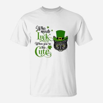 Who Needs Luck When You Are This Cute Funny Egyptian Mau St Patricks Day Cat Lovers Gift T-Shirt - Seseable