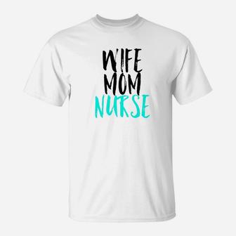 Wife Mom Nurse Womens Premium Vintage Funny Nursing T-Shirt - Seseable