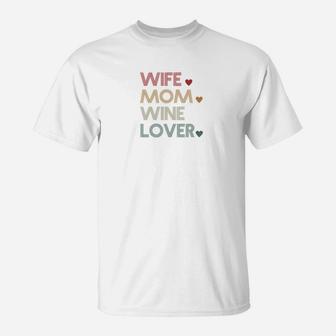 Wife Mom Wine Lover T-Shirt - Seseable