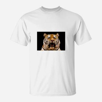 Wildtier-Pracht T-Shirt mit Tiger-Gesicht, Weiß - Seseable