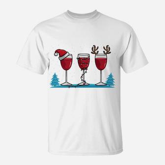Wine Glass Christmas Wine Lover Cute Christmas Gifts T-Shirt - Seseable
