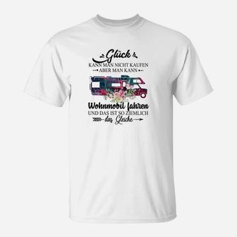 Wohnmobil-Liebhaber T-Shirt, Glück & Freiheit Spruch - Seseable