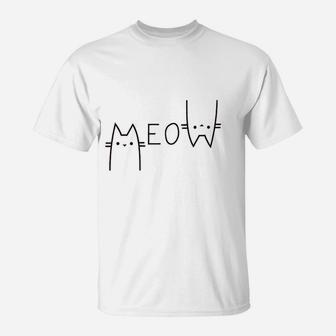 Women Cute Cat Funny Meow Graphic Casual Cat Lover T-Shirt - Seseable