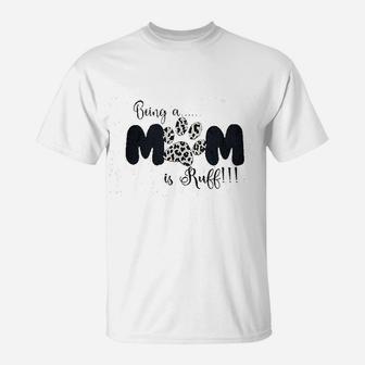 Women Dog Mom Dog Paw Graphic T-Shirt - Seseable