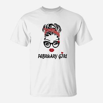Women February Girl Wink Eye Woman Face Was Born In February T-Shirt - Seseable