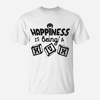 Womens Happiness Is Being A Mum Grandma Gift T-Shirt - Seseable