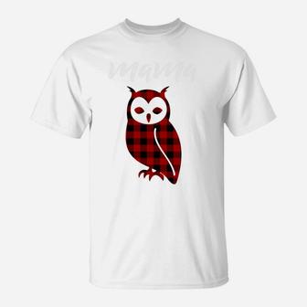 Womens Mama Owl Mama Owl Plaid T-Shirt - Seseable