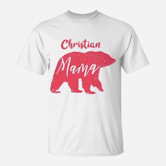 Womens Mychristianworld Christian Mama Bear T-Shirt - Seseable
