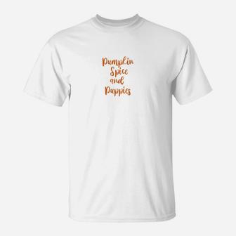 Womens Womens Dog Mom Pumpkin Spice And Puppies Funny T-Shirt - Seseable