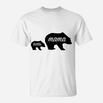 Womens Womens Mama Bear Little Cub Cute Novelty For Moms T-Shirt - Seseable