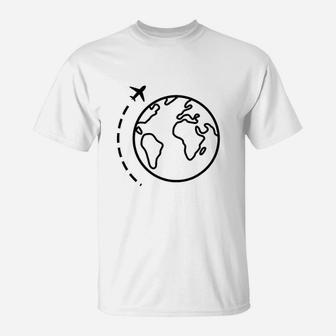 World Travel Retro Pilot Flight Attendant Traveler Gift T-Shirt - Seseable