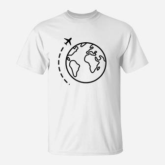 World Travel Retro Pilot Flight Attendant Traveler Gift T-Shirt - Seseable