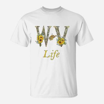 Wv Home Roots Pride Sunflower Lover Proud Map West Virginia T-Shirt - Seseable