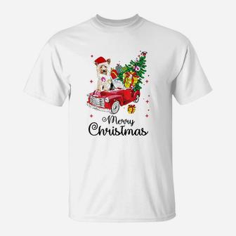 Yorkies Ride Red Truck Christmas T-Shirt - Seseable
