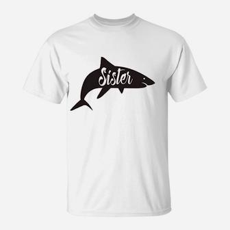 Youth Sister Shark Funny Beach Summer Vacation Family T-Shirt - Seseable