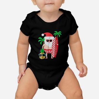 Christmas In July Party Costume Clothing Santa Surfing Baby Onesie - Seseable
