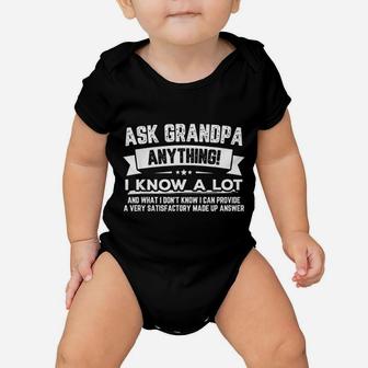 Funny Father Day Gift Ask Grandpa Anything Baby Onesie - Seseable