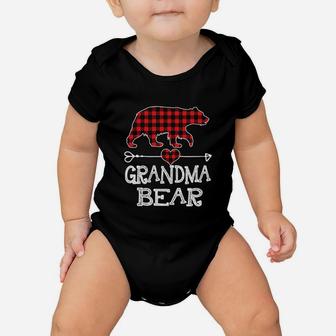 Grandma Bear Christmas Pajama Red Plaid Buffalo Family Gift Baby Onesie - Seseable