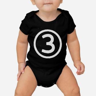 Happy Family Clothing Third Birthday Modern Circle Number Three Baby Onesie - Seseable