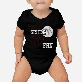 Little Sister And Biggest Fan Baseball Family Baby Onesie - Seseable