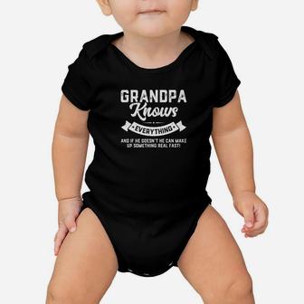 Mens Grandpa Knows Everything Shirt 60th Gift Funny Fathers Day Premium Baby Onesie - Seseable