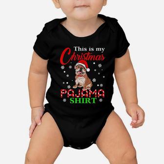 My Christmas Pajama English Bulldog Baby Onesie - Seseable