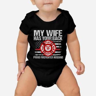 My Wife Has Your Back Firefighter Family Gift For Husband Baby Onesie