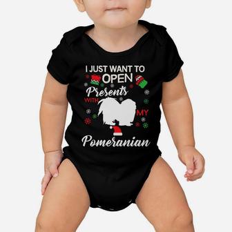 Pomeranian Christmas Clothes Open Presents Dog Gift Clothing Baby Onesie - Seseable