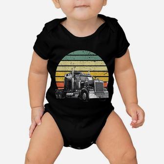 Retro Vintage Trucker Big Rig Semi-trailer Truck Driver Gift Baby Onesie