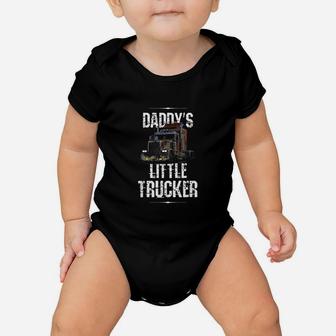 Semi Truck Boys Gift Daddys Little Trucker Baby Onesie - Seseable
