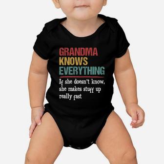 Vintage Grandma Knows Everything Quote Baby Onesie - Seseable
