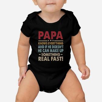 Vintage Papa Know Everything Fathers Day Funny Baby Onesie - Seseable