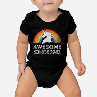 Vintage Unicorn Awesome Since 1981 41st Birthday 41 Year Old Baby Onesie - Seseable